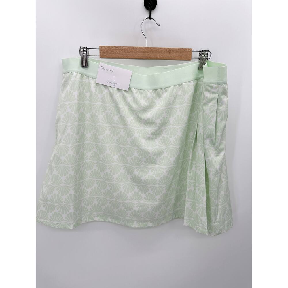 Lady Hagen Skirt Womens XXL Mint Green Seashells Side Pleat Golf Skort